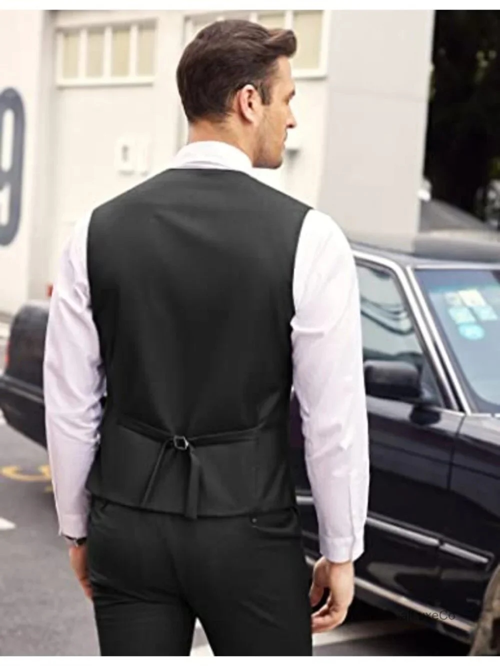 Men's Slim Fit Layered Suit Vest Formal Wedding Waistcoat Sleeveless